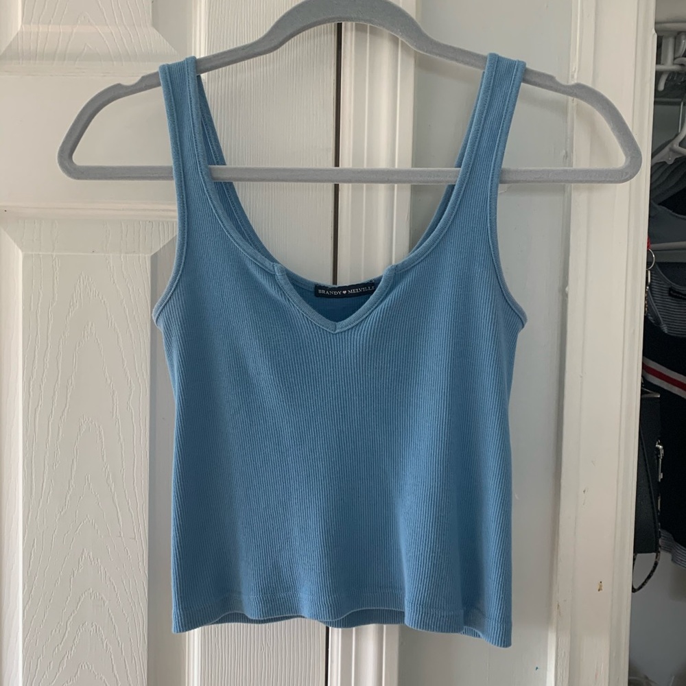 BRANDY MELVILLE blue cropped richie tank top